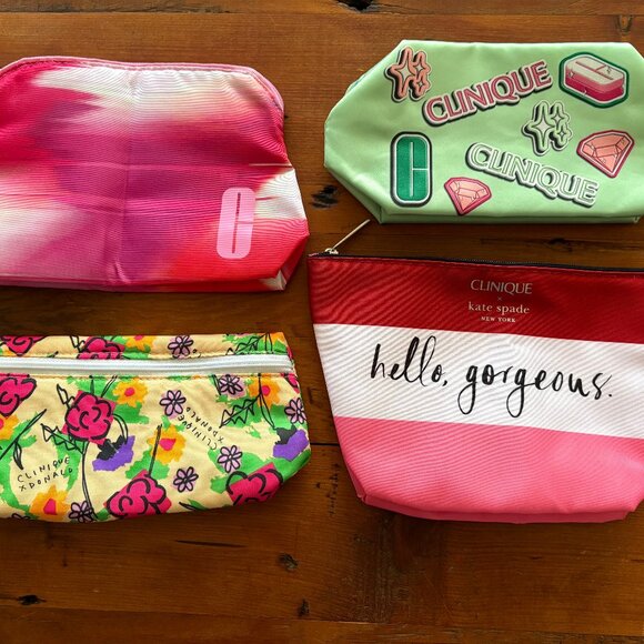CLINIQUE MAKEUP SKINCARE, COSMETIC BAGS: 17 PIECES! X KATE SPADE, X DONALD NWT - Picture 4 of 5
